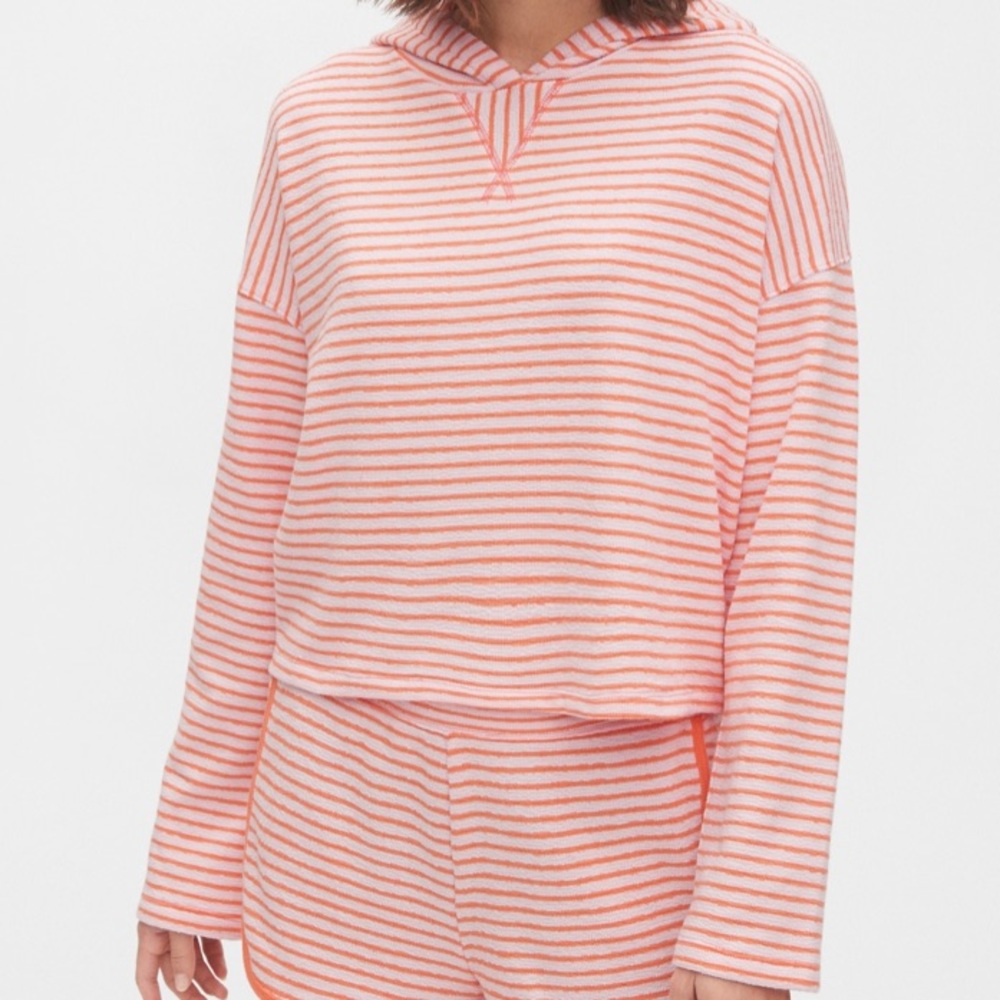 NWT Gap Pink & Orange Striped Terry Cloth Hoodie